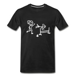 Men's Agility Dog and Handler in Stick Figures T-Shirt - Black