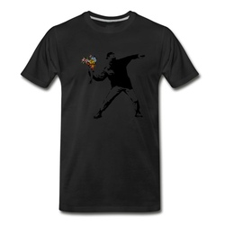 Men's Banksy Rage Flower Thrower T-Shirt - Black