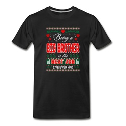 Men's Being Big Brother Best Job Christmas Ugly Sweater T-Shirt - Black