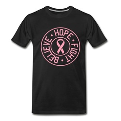 Men's Believe, Hope, Fight. Breast Cancer T-Shirt - Black