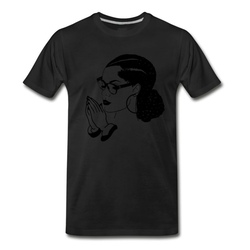 Men's Black Women Praying God Believe Braids Hairstyle T-Shirt - Black