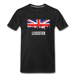 Men's British Flag Leicester Skyline T-Shirt - Black