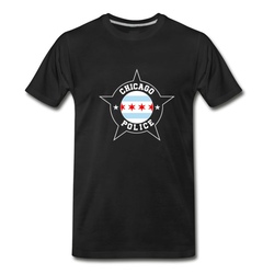 Men's Chicago Police T Shirt - Chicago Flag T-Shirt - Black