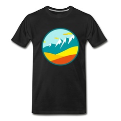 Men's Coloured Mountains T-Shirt - Black