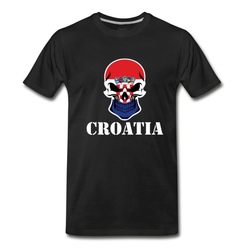 Men's Croatian Flag Skull Croatia T-Shirt - Black