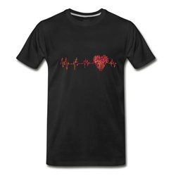 Men's electrocardiogram love heart T-Shirt - Black