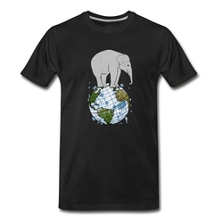 Men's Elephant on world globe / earth / globe T-Shirt - Black