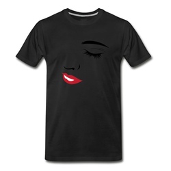 Men's Eyelashes for Woman Womens Lipstick and Eyelashes T-Shirt - Black