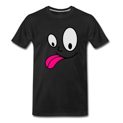 Men's face with long licking tongue T-Shirt - Black