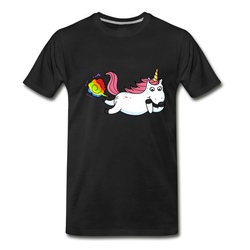 Men's Farting Unicorn Rainbow T-Shirt - Black