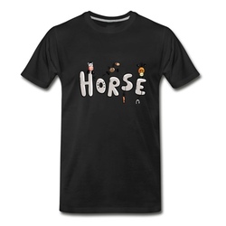 Men's Happy Horses Cartoon - Font - Horses - Gift T-Shirt - Black