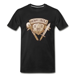 Men's How I Roll D&D Tshirt T-Shirt - Black