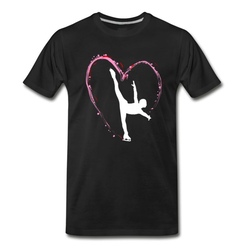 Men's Ice skaters in a heart artistic figure dance T-Shirt - Black