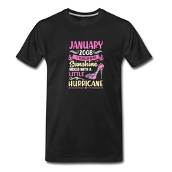 Men's January Girl T Shirt 2008 Shirt 11th Birthday Deco T-Shirt - Black