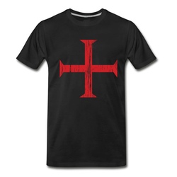 Men's Knights Templar Crusader Cross T-Shirt - Black