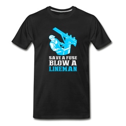 Men's Lineman Save A Fuse Blow A Lineman T-Shirt - Black