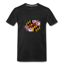 Men's Maryland State Flag Distressed Vintage T-Shirt - Black