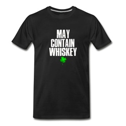 Men's May Contain Whiskey Shirt Funny St Patricks Drink T-Shirt - Black