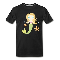 Men's Mermaid Kawaii T-Shirt - Black