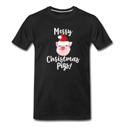 Men's Merry Christmas pigs T shirt T-Shirt - Black