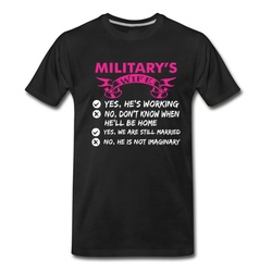 Men's Militarys Wife Yes Hes Working T-Shirt - Black