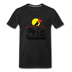 Men's My Cat Is My Valentine T-Shirt - Black