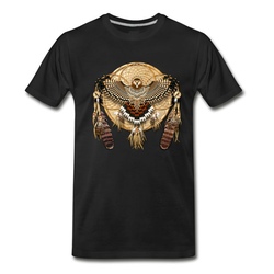 Men's Native American Mandala - Red-Tailed Hawk T-Shirt - Black