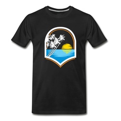 Men's Ocean Sunset Palm trees sea kids gift T-Shirt - Black