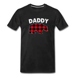 Men's Red Plaid Daddy Bear Buffalo Matching Family T-Shirt - Black