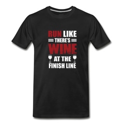 Men's Run Like There Is Wine At The Finish Line Wine Lo T-Shirt - Black