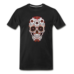 Men's Sugar Skull - Day of the Dead ＃7 T-Shirt - Black