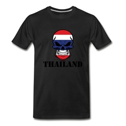 Men's Thai Flag Skull Thailand T-Shirt - Black