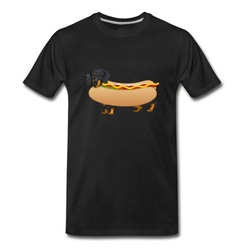 Men's Weiner Dog on a Bun T-Shirt - Black