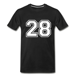 Men's White Number 28 (1-99) T-Shirt - Black